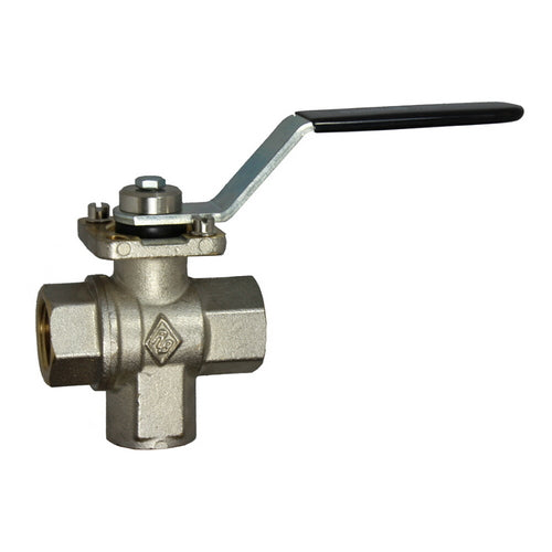 Brass Ball Valves 3 Way T Port PN10 ISO5211 Bottom Entry