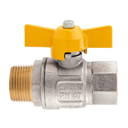 AGA Approved Gas Ball Valve c/w T Handle Male / Female
